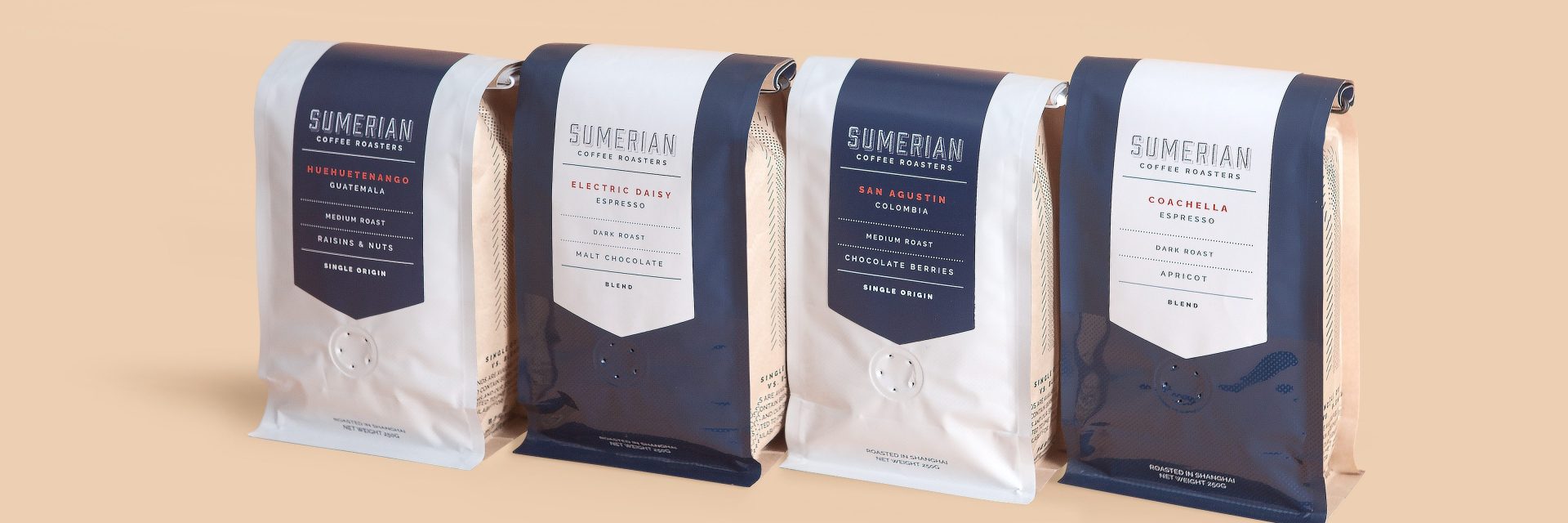 Sumerian Coffee Roasters Shanghai custom coffee bags label design