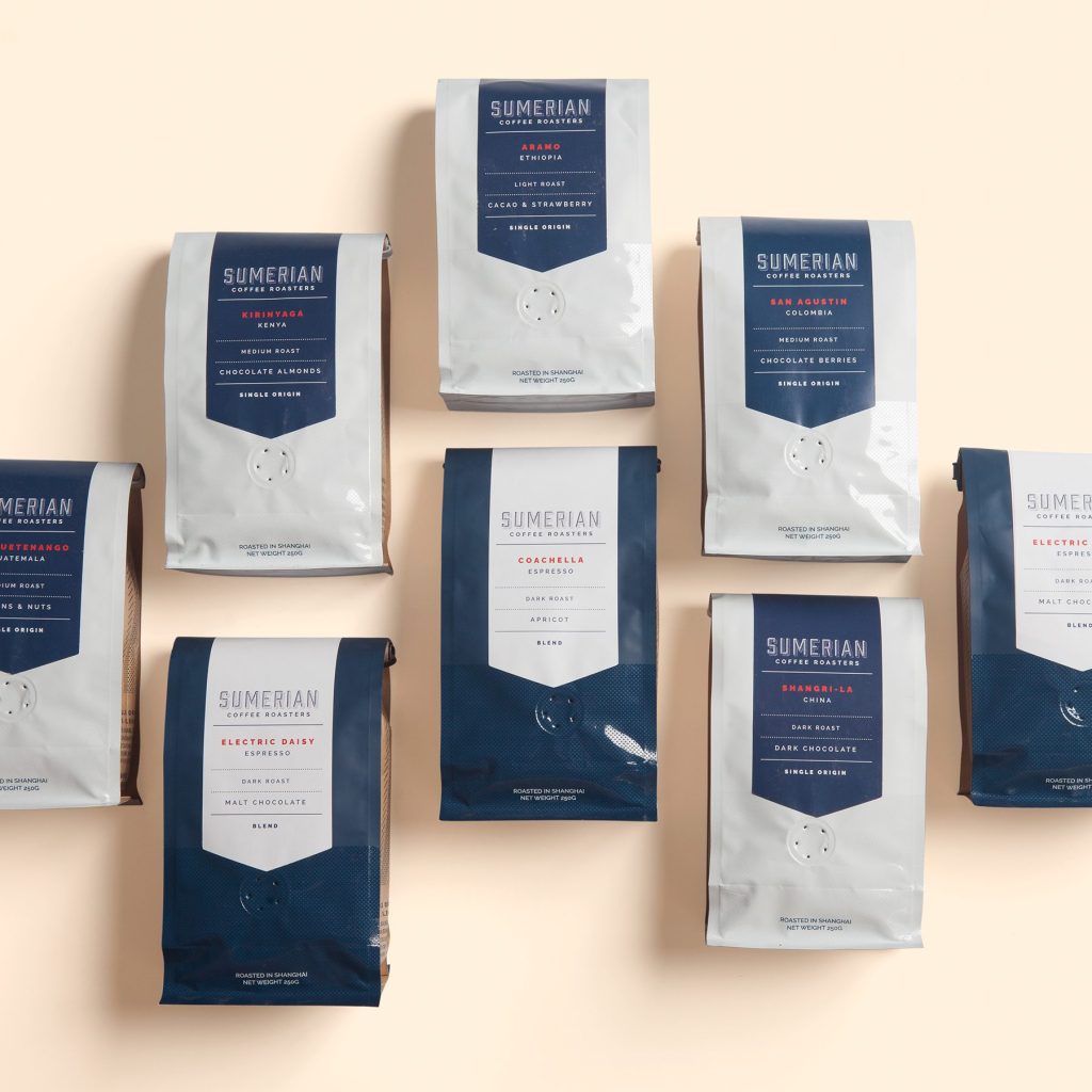 Sumerian Coffee Roasters Shanghai custom coffee bags dark and light