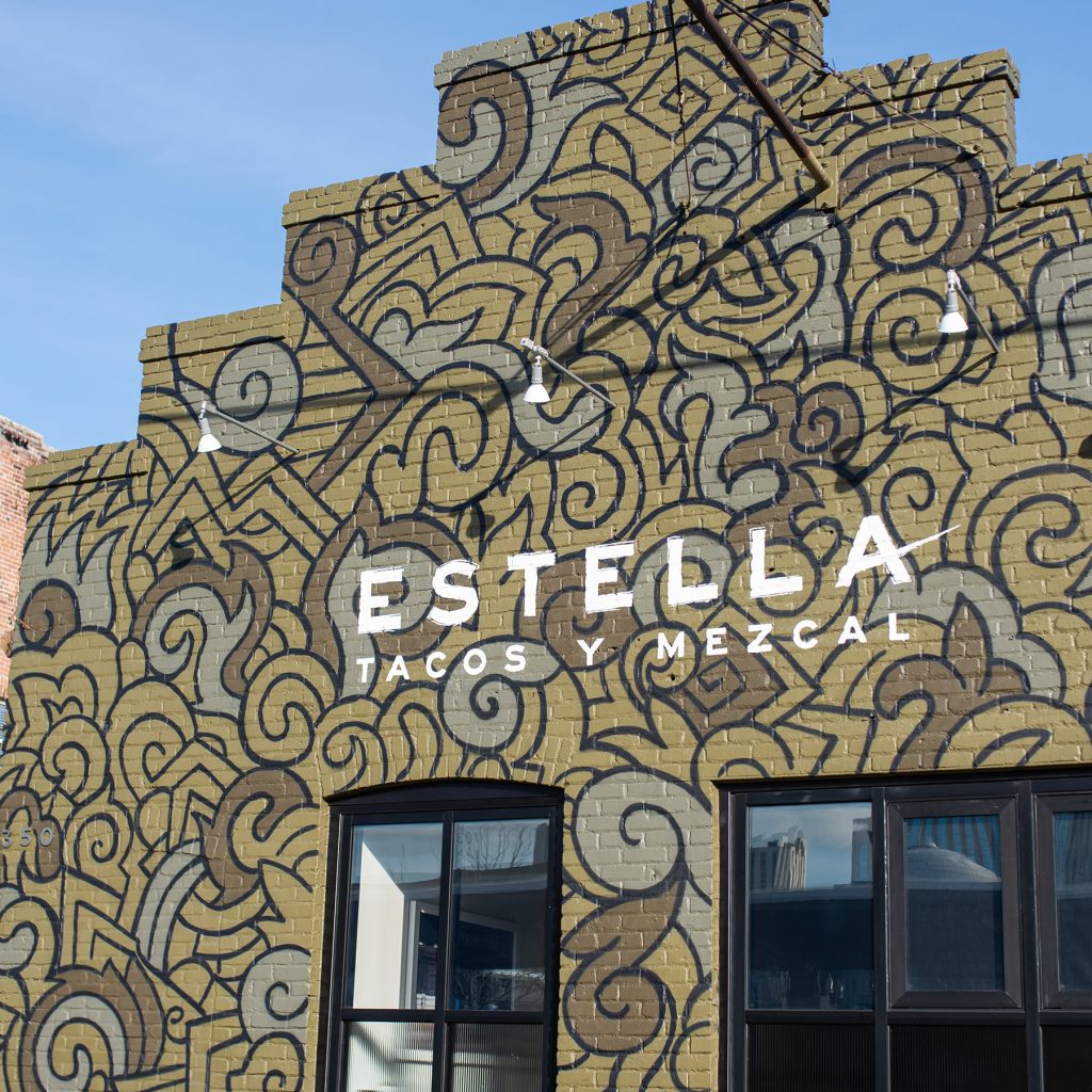 Rushton Smith - Custom Brand Design - Estella Tacos Y Mezcal Restaurant - Front of Restaurant Signage
