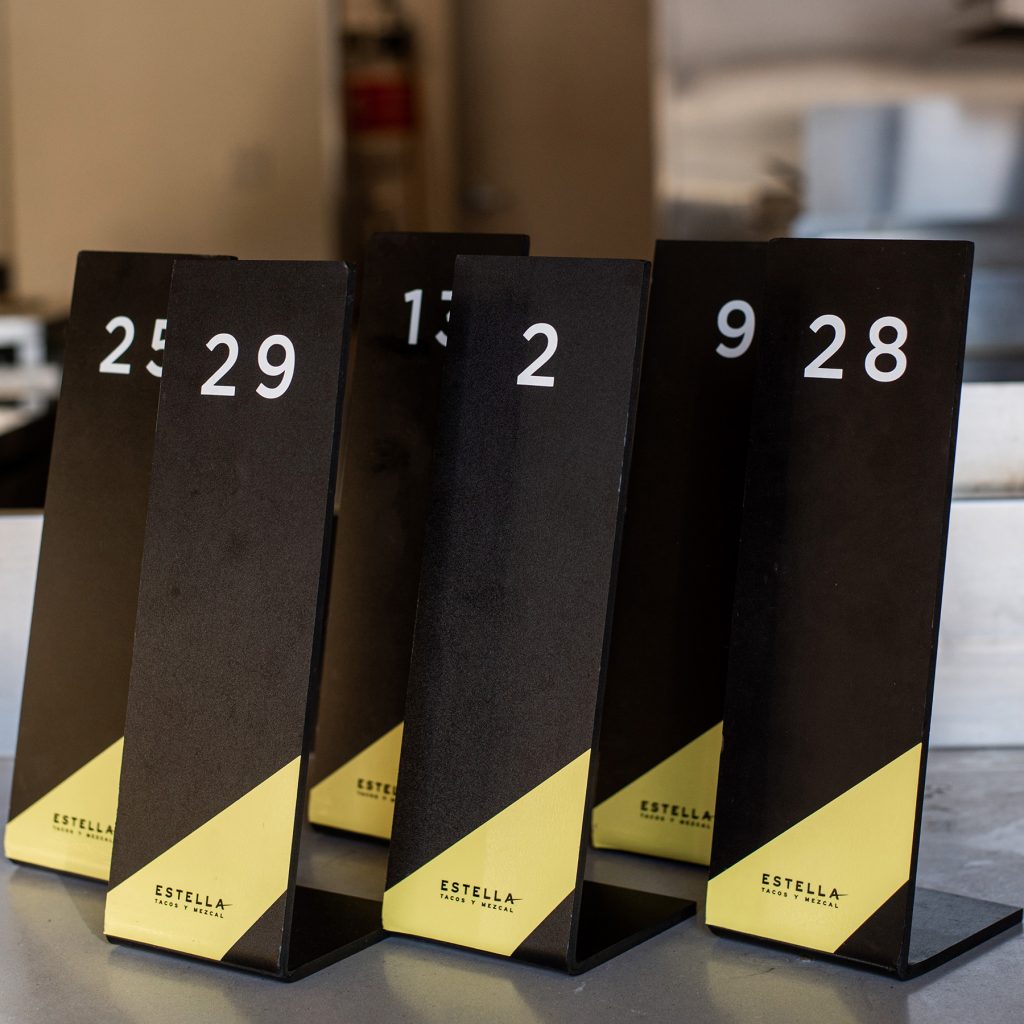 Rushton Smith - Custom Brand Design - Estella Tacos Y Mezcal Restaurant - Custom Table Numbers