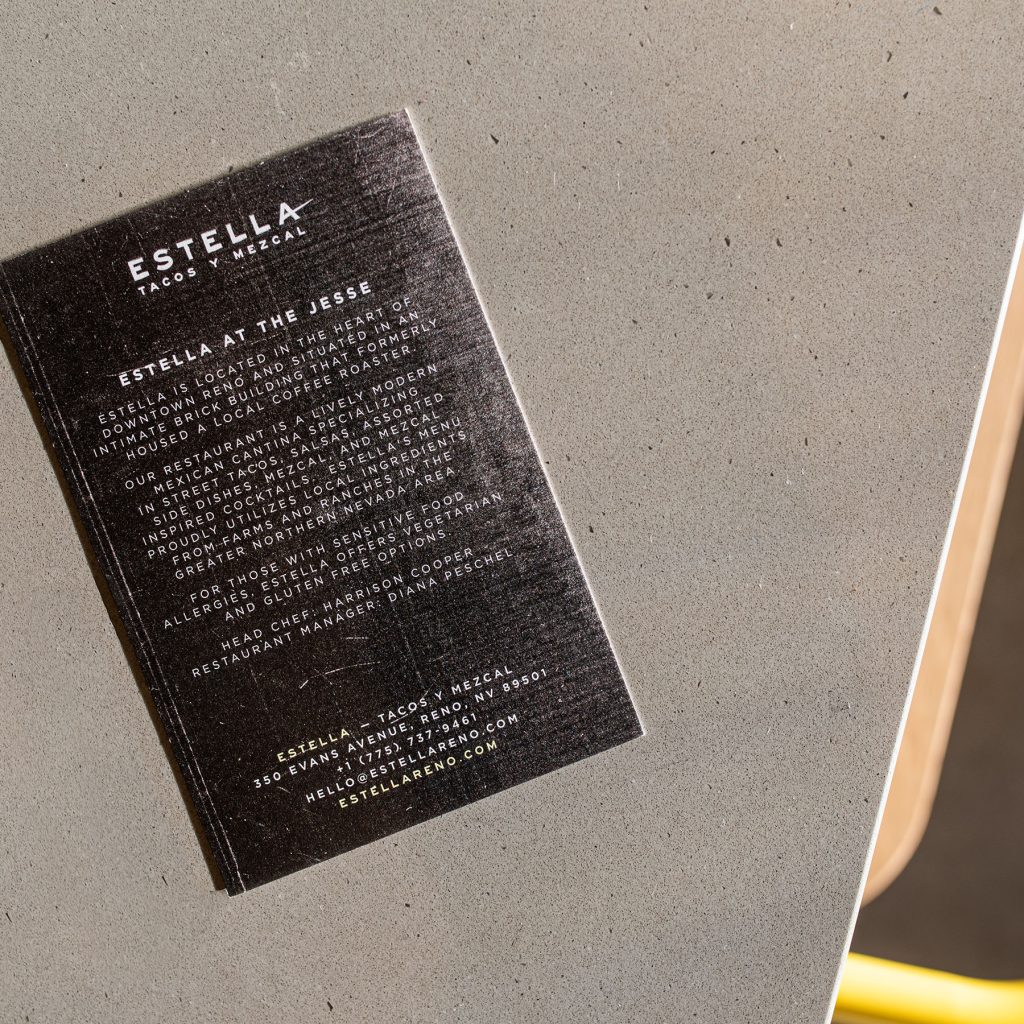 Rushton Smith - Custom Brand Design - Estella Tacos Y Mezcal Restaurant - Event Menu