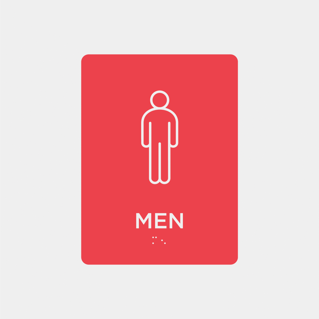 ADA Signs - Restroom 'Men' Pictogram and Typeset Braille