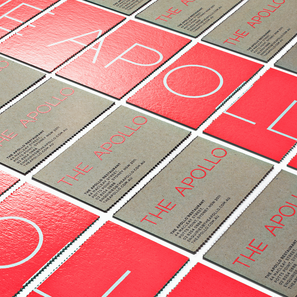 The Apollo restaurant business cards