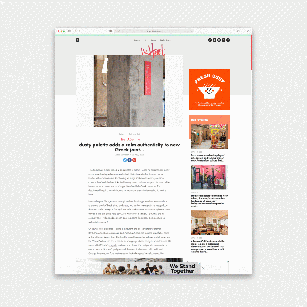 The Apollo restaurant - press - WeHeart.com Blog