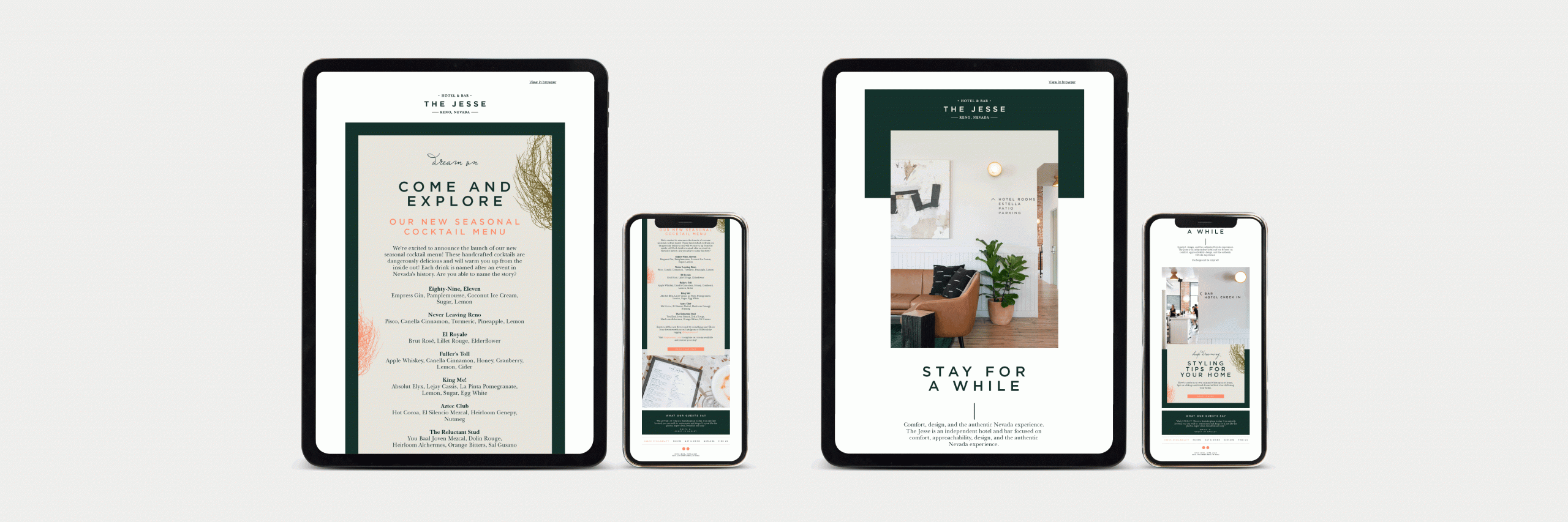 EDM Newsletter Design for The Jesse Hotel & Bar, Reno