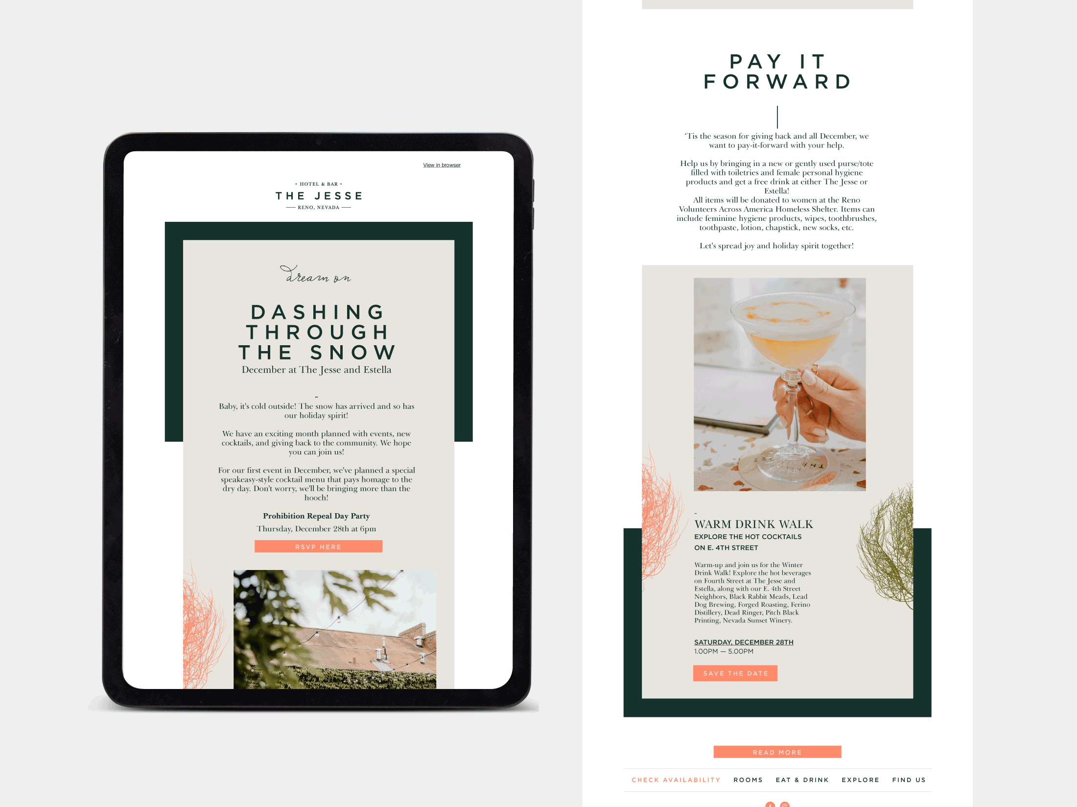 EDM Newsletter Design for The Jesse Hotel & Bar, Reno