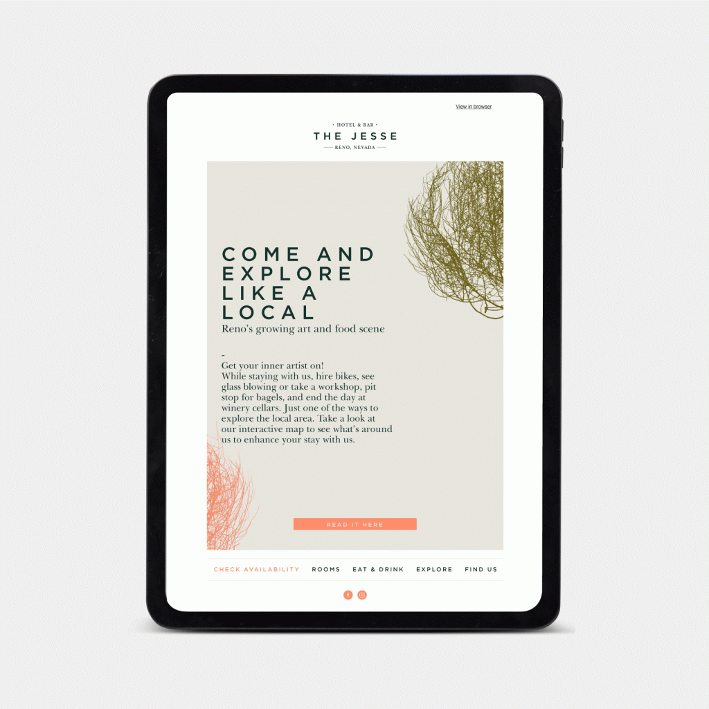 EDM Newsletter Design for The Jesse Hotel & Bar, Reno