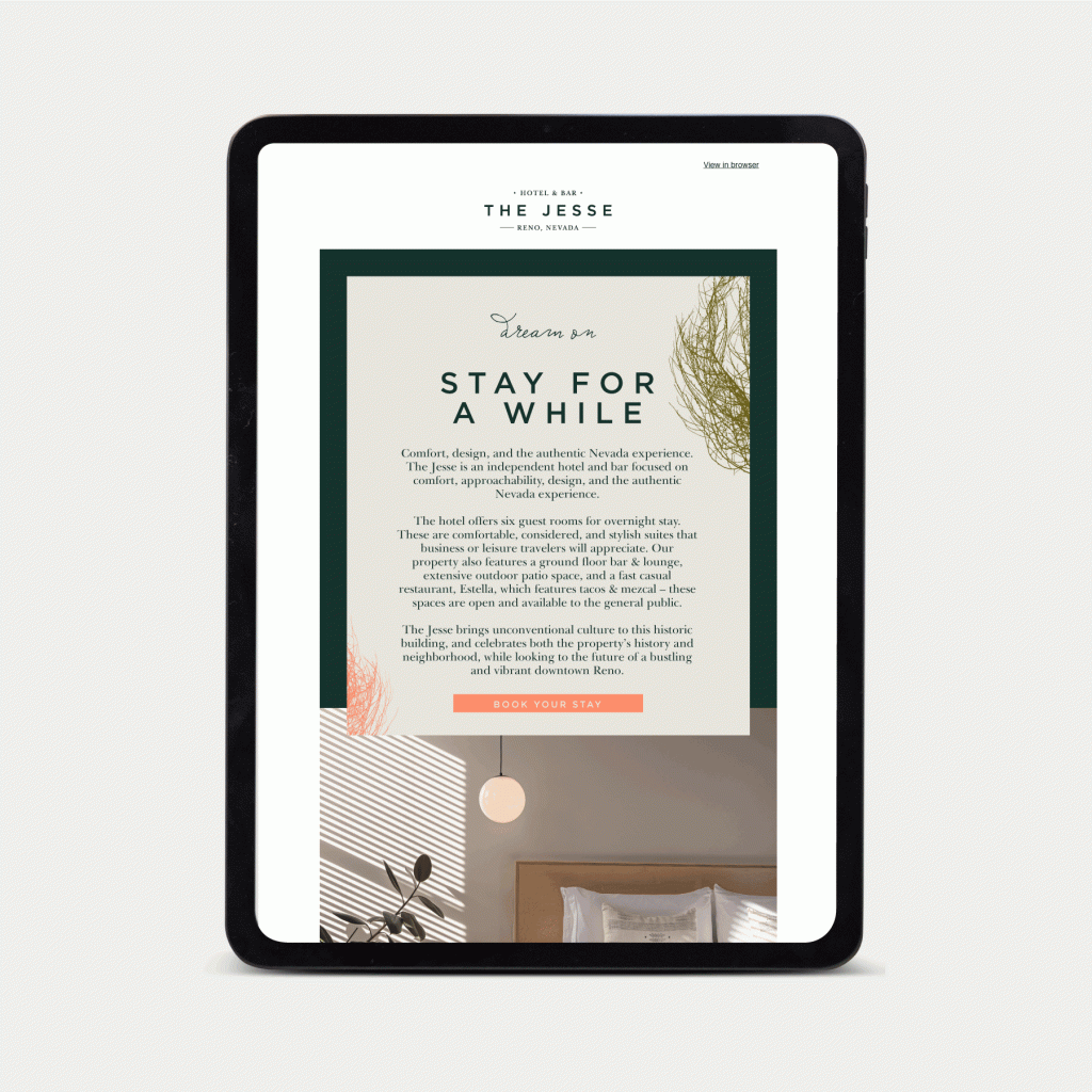 EDM Newsletter Design for The Jesse Hotel & Bar, Reno