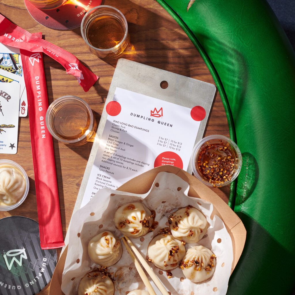 Dumpling Queen hospitality brand, in-house editable custom menu design