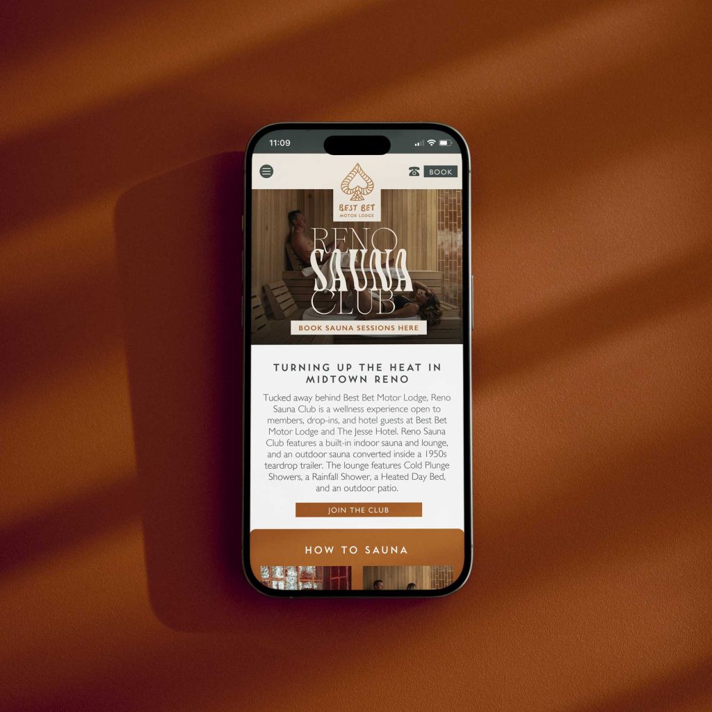Reno Sauna Club mobile website