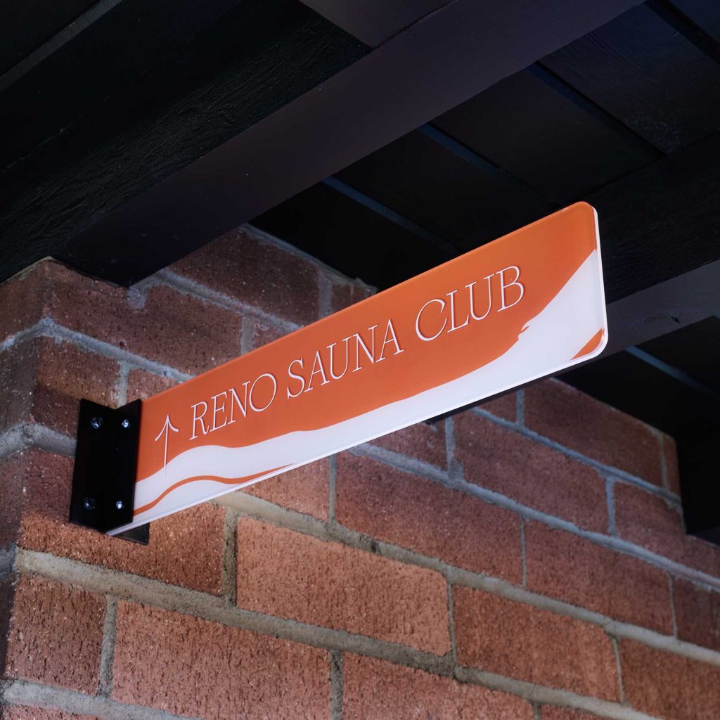 Reno Sauna Club directional signage
