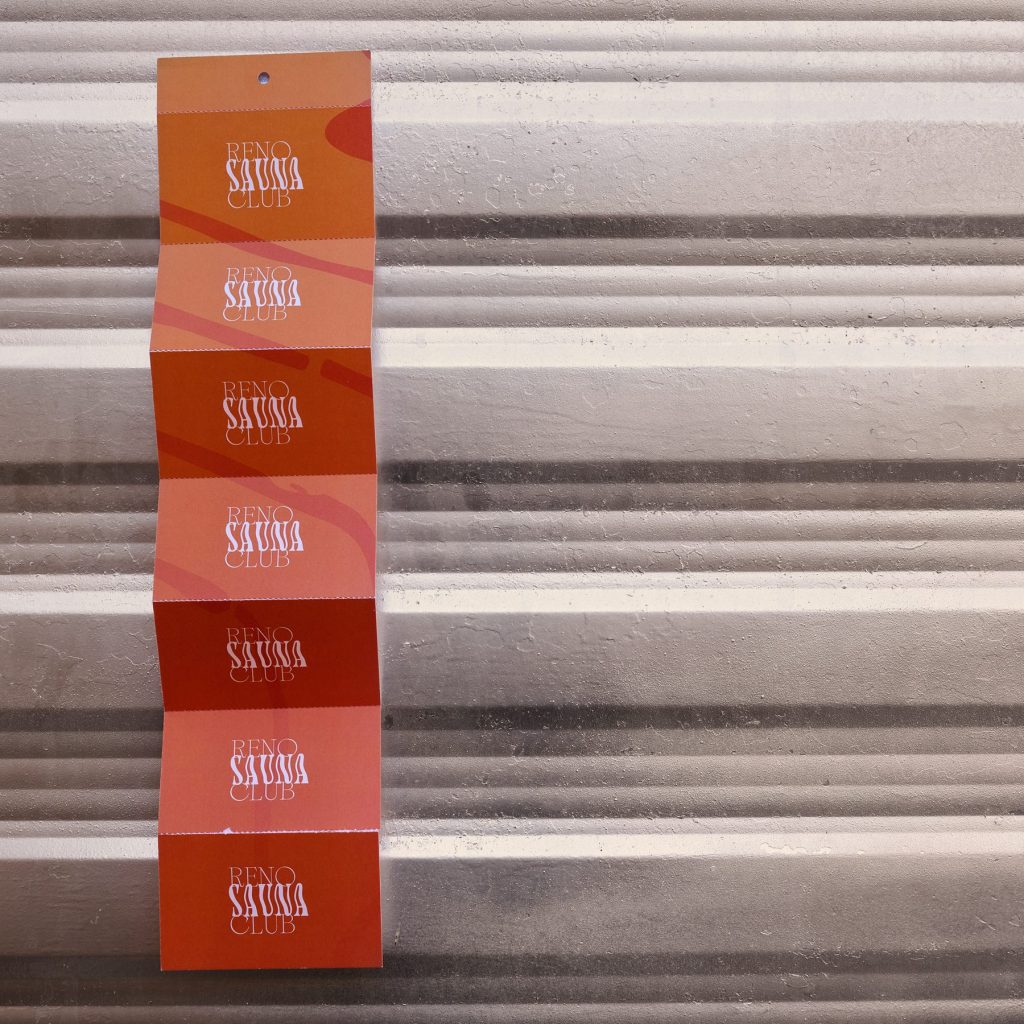 Reno Sauna Club venue perforated business cards