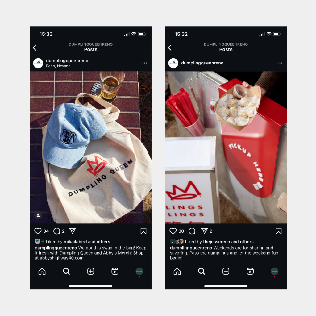 Dumpling Queen Merchandise and branded take-away